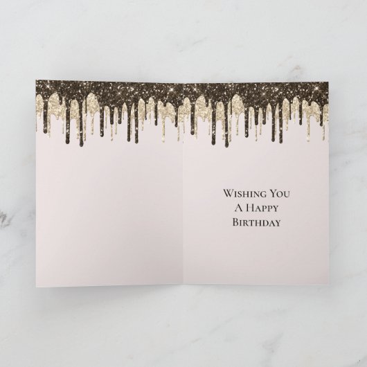 ゴールドチョコレートアイスクリームグリッター垂れ Birthday カード (内部)
