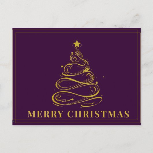 ゴールドツリー パープルのクリスマス ポストカード (正面)