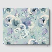 ゴールドテキスト ベビーシャワー 青い水彩花 ゲストブック (裏面)