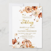 ゴールドテラコッタ ラスティ フラワーラスティック ウェディング 招待状 (正面)