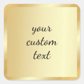 ゴールドテンプレート オーダーメイドテキスト スクリプトカリグラフィー スクエアシール (正面)