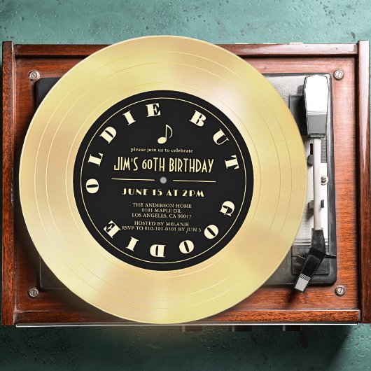 ゴールドディスク/レコード 60歳の誕生日 招待状