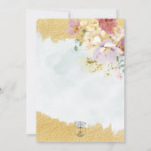 ゴールドディップ フローラル モダン ウェディング 招待状 (裏面)