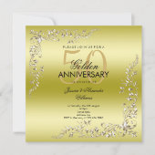 ゴールドデコレーション 50周年結婚記念日 招待状 (正面)