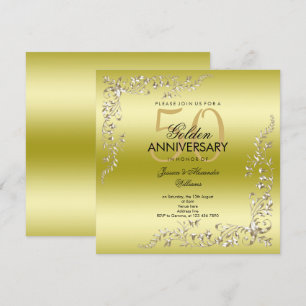 ゴールドデコレーション 50周年結婚記念日 招待状