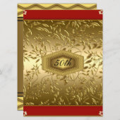 ゴールドデザイン 50歳誕生日記念パーティー 招待状 (正面/裏面)