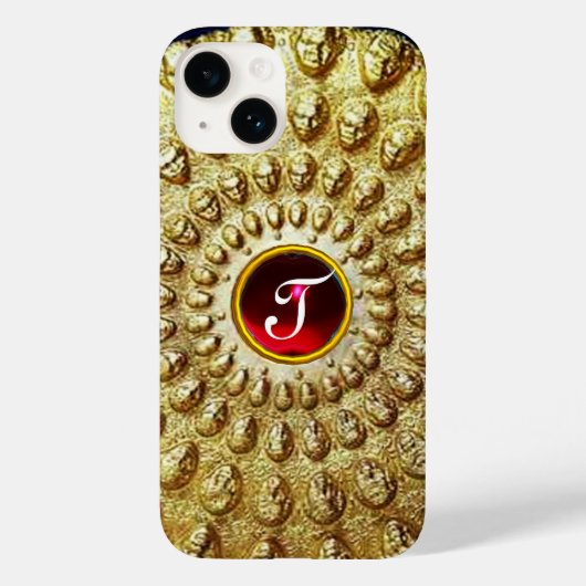 ゴールドトラキアディスクモノグラム レッドルビー ジェム Case-Mate iPhoneケース (裏面)