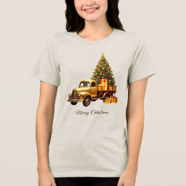 ゴールドトラック クリスマスツリー 冬の休日 レディース トライブレンドTシャツ