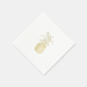 ゴールドトロピカルエレガントモダンヴィンテージピーチ スタンダードカクテルナプキン (角)