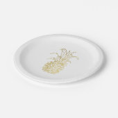 ゴールドトロピカルエレガントモダンヴィンテージピーチ ペーパープレート (アングル)