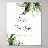 ゴールドトロピカルグリーンのカスタムテキストサイン ポスター (正面)