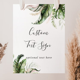 ゴールドトロピカルグリーンオリジナルテキストサイン ポスター