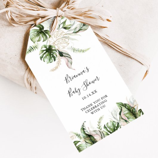 ゴールドトロピカルグリーン ベビーシャワー ギフトタグ