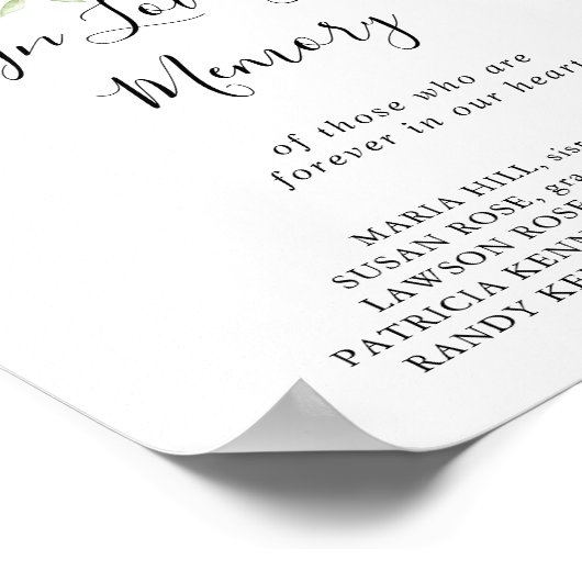 ゴールドトロピカルフォリアフローラル 思い出の愛のメモリーサイン ポスター (角)