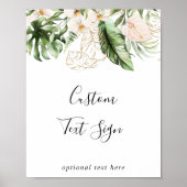 ゴールドトロピカルフォリアージ フラワー オーダーメイド テキストサイン ポスター (正面)