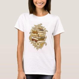 ゴールドトーンアート 読書家 作家 本好きのためのデザイン Tシャツ