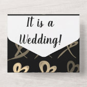 ゴールドトーン ハート ウェディング オールインワン ウェディング 招待状 (裏面)