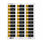 ゴールドトーン |ブラック・グラッド・キャップ・イヤー・モノグラム ラベル (フルシート)