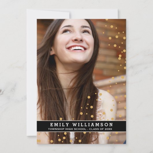 ゴールドドットグリーティング フォト 卒業パーティー招待状 招待状 (正面)