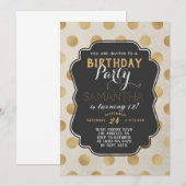 ゴールドドット誕生日 招待状 (正面/裏面)