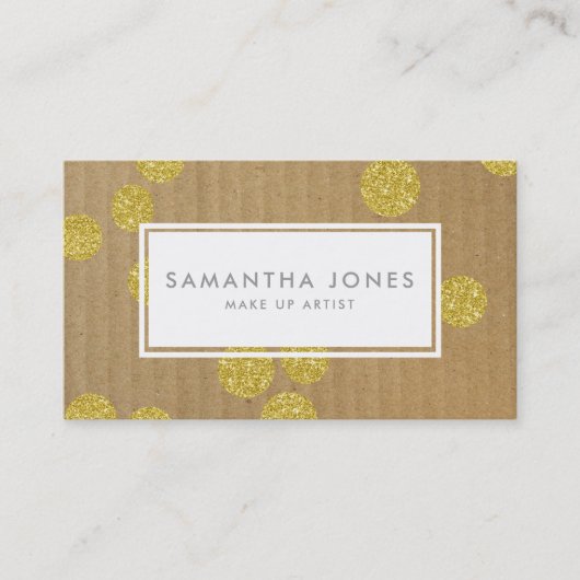 ゴールドドット クラフトペーパー モダンメイクアップアーティスト 名刺 (正面)