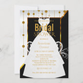 ゴールドドット ブラックアンドホワイト ブライダル インビテーション (正面)