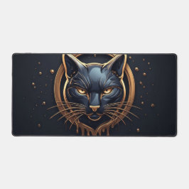 ゴールドドリップエフェクトのエレガントな黒猫 🐈 デスクマット
