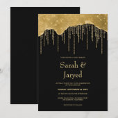 ゴールドドリップグリッターウェディング 招待状 (正面/裏面)