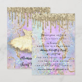 ゴールドドリップスプリンセスドレス スウィート16th ホログラフ 招待状 (正面/裏面)