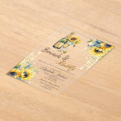 ゴールドドリップス・ひまわり ワインブライダルシャワー アクリル招待状 (レイダウン)