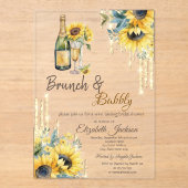 ゴールドドリップス・ひまわり ワインブライダルシャワー アクリル招待状 (正面)