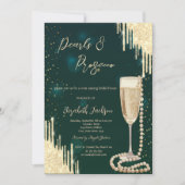 ゴールドドリップス グリーンパール プロセッコ ブライダルシャワー 招待状 (正面)