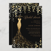 ゴールドドレスの結婚前お披露目招待状 招待状 (正面/裏面)