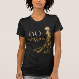 ゴールドドレスの華やかさ ブラック 60歳の誕生日お祝いに Tシャツ