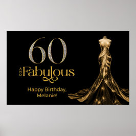 ゴールドドレス ブラック 60歳の誕生日おめでとう ポスター