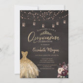 ゴールドドレス ラスティックストリングライト ローズ キンセアニエラ 招待状 (正面)