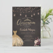 ゴールドドレス ラスティックストリングライト ローズ キンセアニエラ 招待状 (スタンド正面)