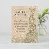 ゴールドドレス 女性 80歳の誕生日パーティー 輝き 招待状 (スタンド正面)