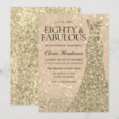 ゴールドドレス 女性 80歳の誕生日パーティー 輝き 招待状 (正面/裏面)