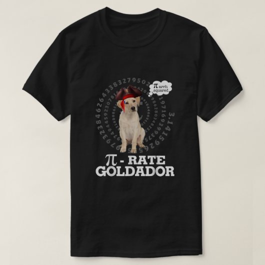 ゴールドドール犬の海賊の衣装Pi日ギフト Tシャツ (デザイン正面)