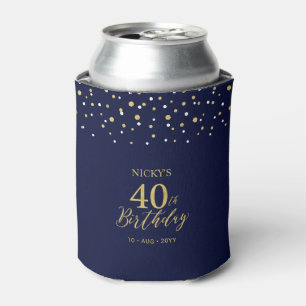ゴールドネイビーブルーコンフェッティ40thバースデーパーティーのお願い 缶クーラー