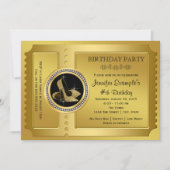 ゴールドハイヒールシューズの誕生日パーティー 招待状 (正面)