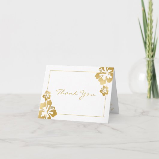 ゴールドハイビスカス ハワイ フラワー フォト付き サンキューカード (正面)