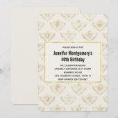 ゴールドハチ模様の誕生日 招待状 (正面/裏面)