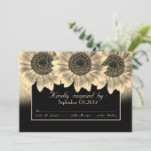 ゴールドハーツ、ひまわり、グリッター　出席カード 招待状 (スタンド正面)