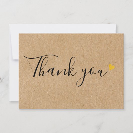 ゴールドハーツ エレガントスクリプト ラスティック クラフト サンキューカード (正面)