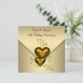 ゴールドハーツ エレガント ゴールド 50周年 結婚記念日 招待状 (スタンド正面)