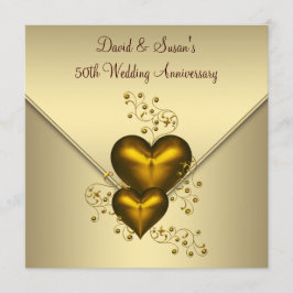 ゴールドハーツ エレガント ゴールド 50周年 結婚記念日 招待状