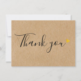 ゴールドハーツ エレガント スクリプト ラスティック クラフト サンキューカード