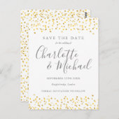 ゴールドハーツ コンフェッティ シグネチャー セーブ・ザ・デート カード (正面/裏面)
